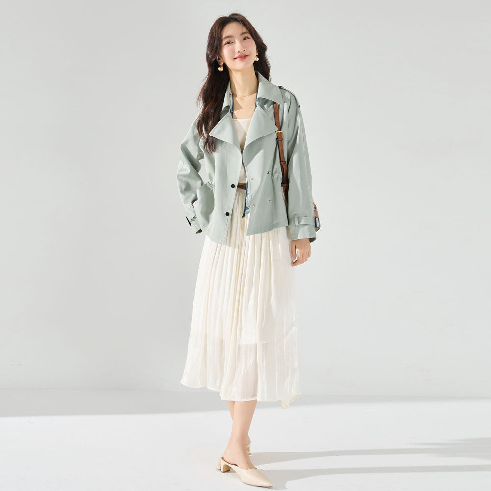 Comfortable Cotton, Not Easy To Wrinkle, Good Texture, Short Trench Coat