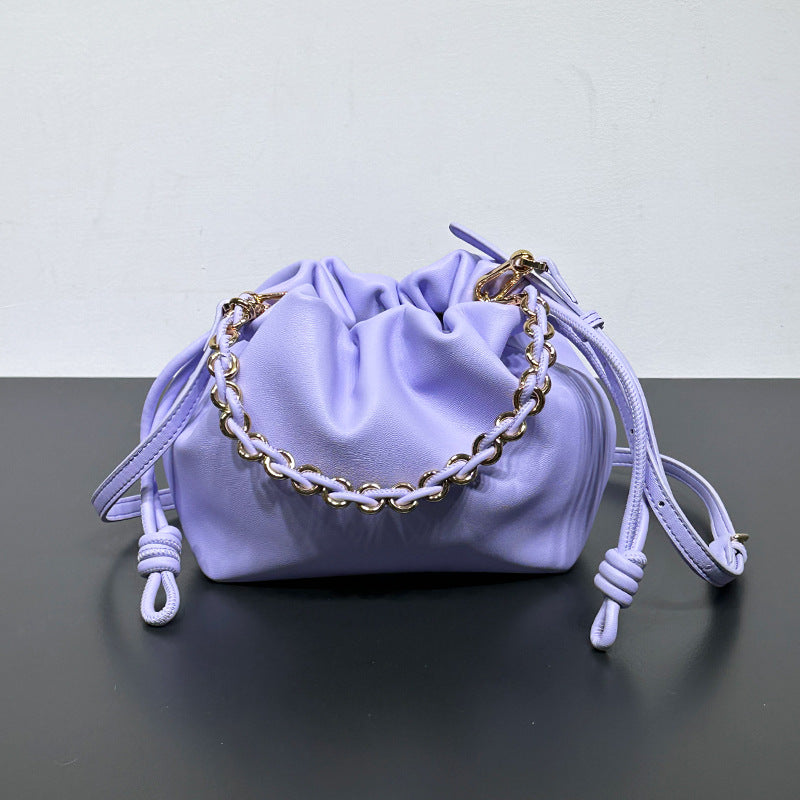 Bolso bandolera de estilo chino para mujer, bolso de piel de vaca con cordón, nubes