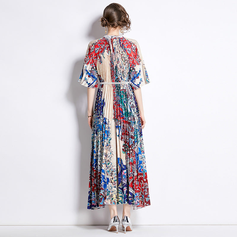 A- Line Gradient Printing Large Swing Dress