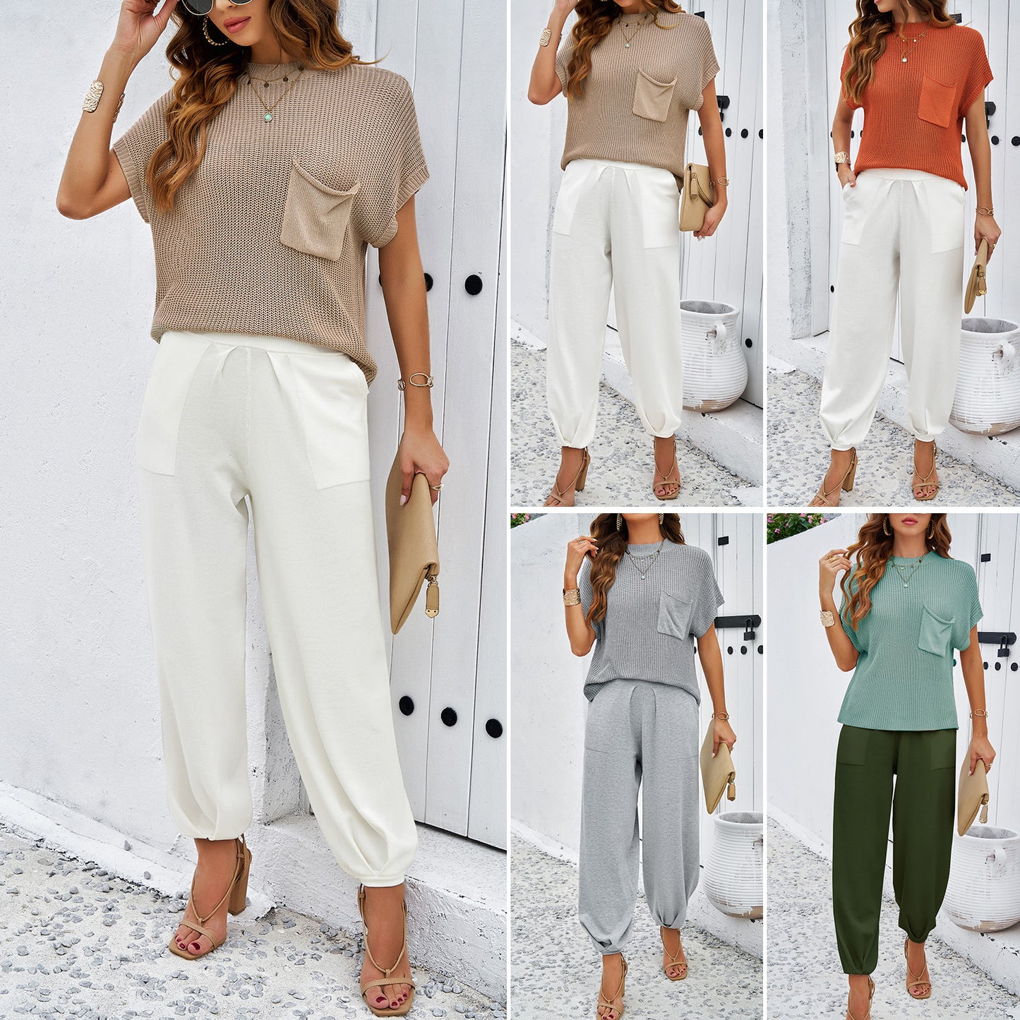 Traje casual de pantalón de lana de color sólido