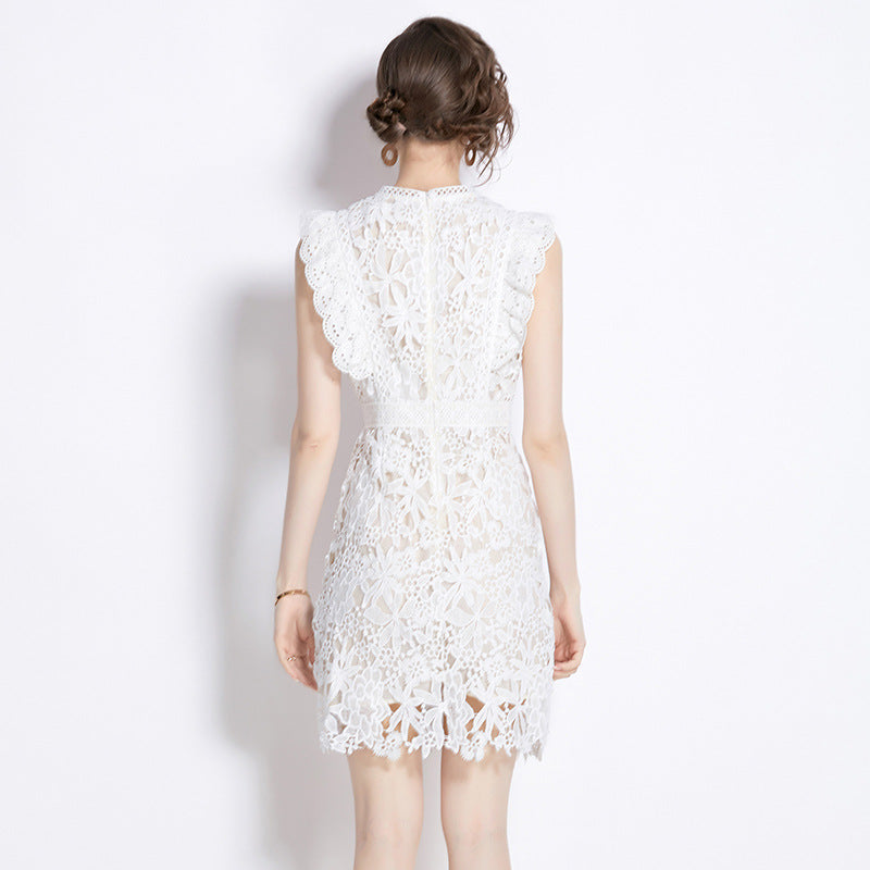 French Retro Water Soluble Lace Dress