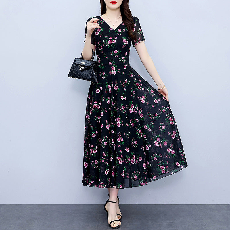 Chiffon Blumenkleid Plus Size Mollige Mädchen Tailleneng