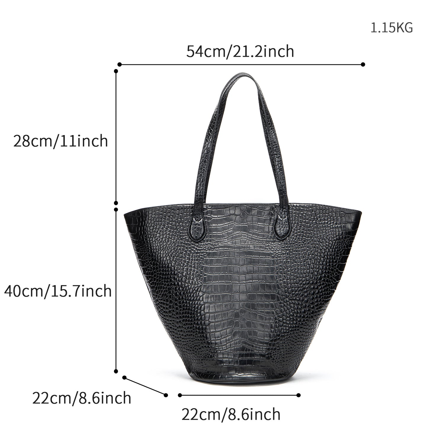 Bolso tote de mujer con estampado de cocodrilo, cilindro de gran capacidad, sentido avanzado