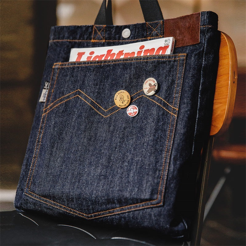 Tragbare Umhängetasche im Retro-Stil aus Denim mit großem Fassungsvermögen