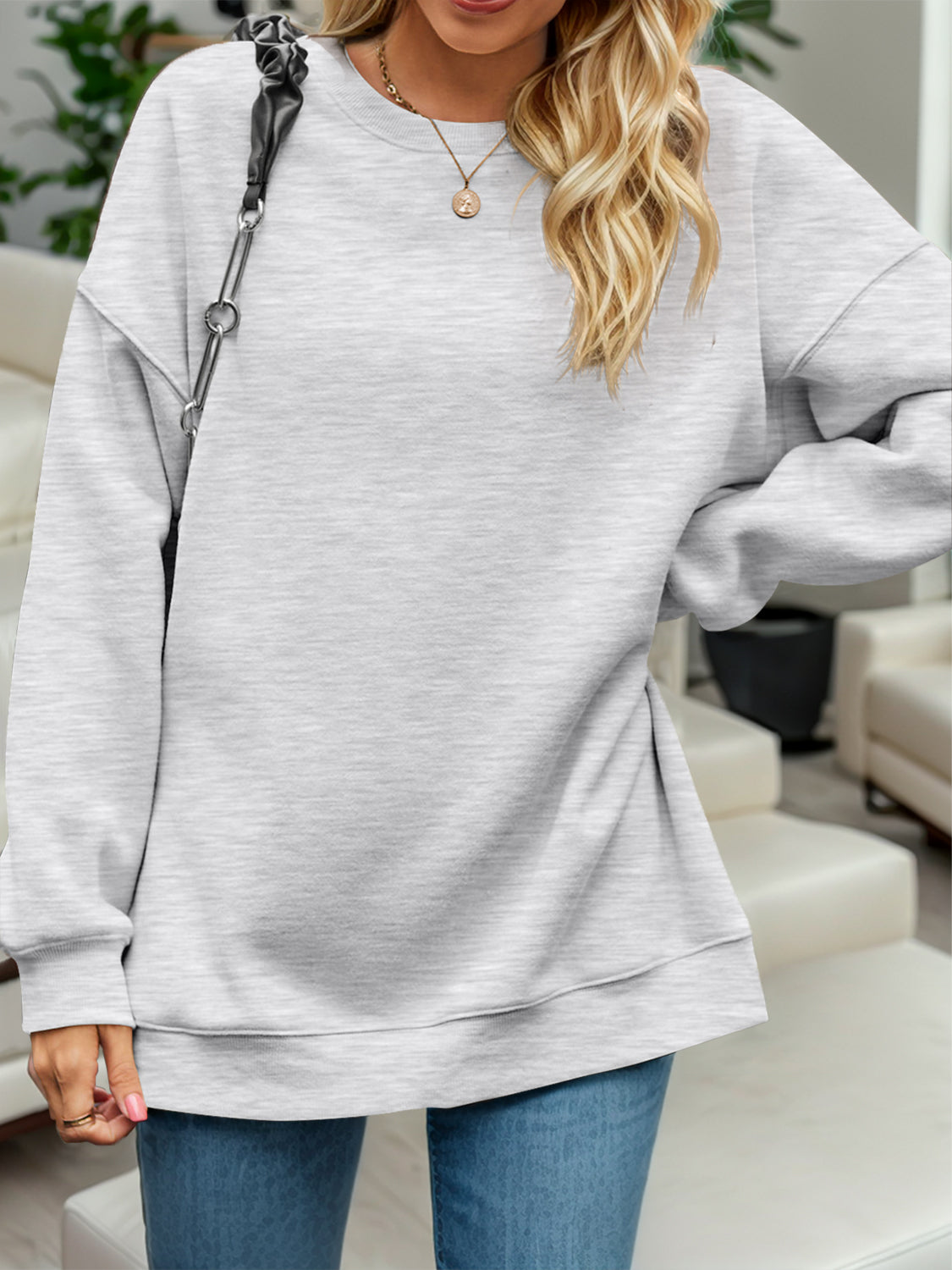 Langarm-Sweatshirt mit Rundhalsausschnitt