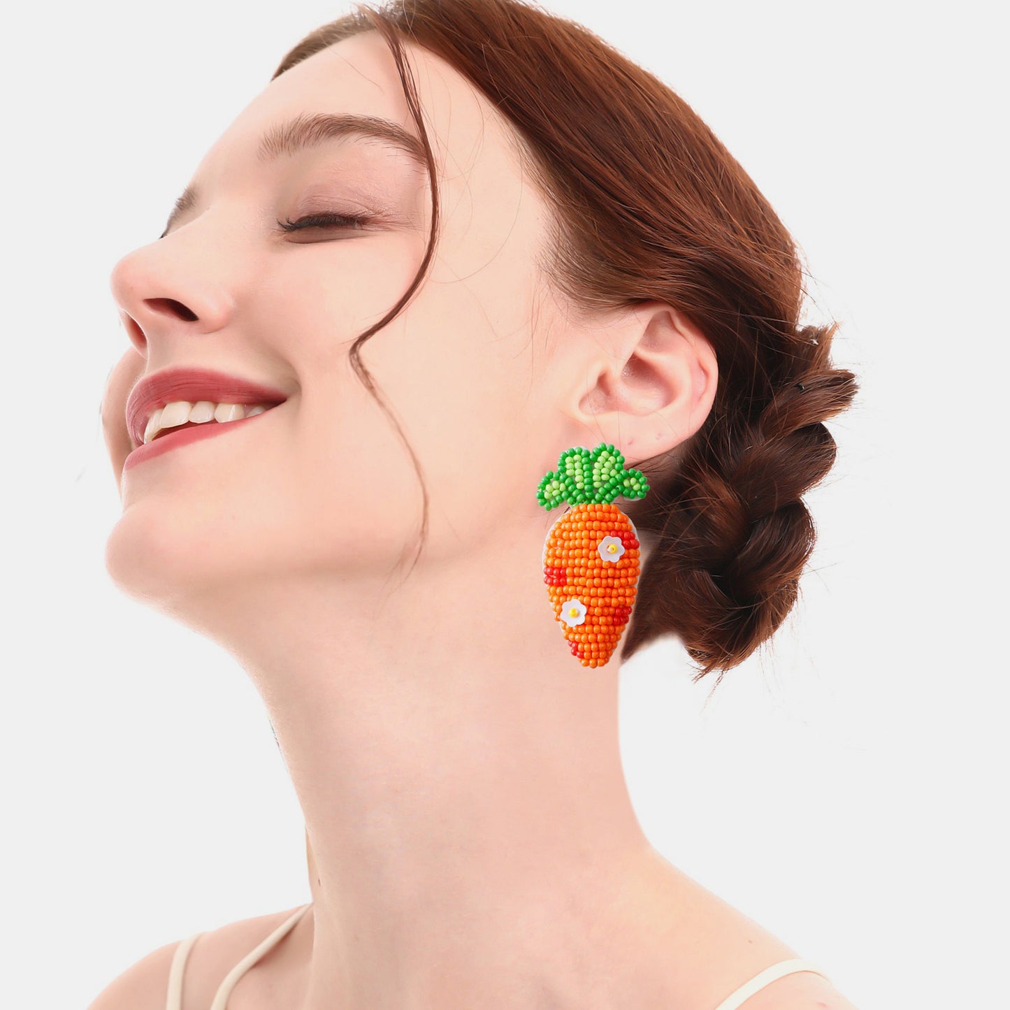 Karotten-Ohrringe aus Edelstahl mit Perlen