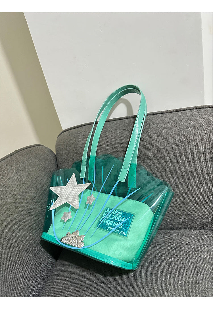 DIY Fünfzackiger Stern Design Spleißen Unterarm Damen Tasche