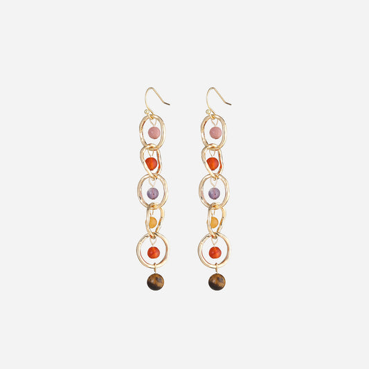 Beaded Alloy Dangle Earrings