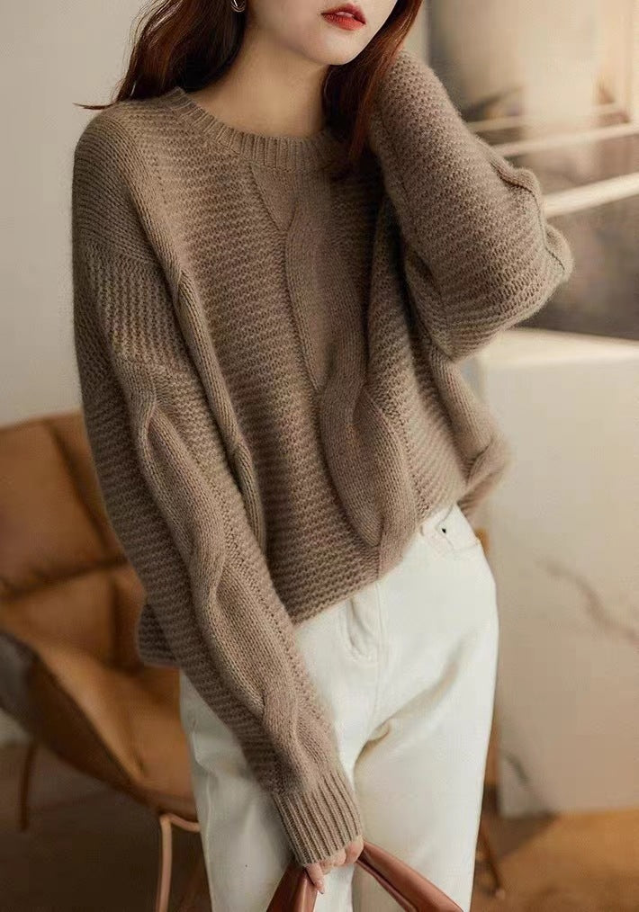 Suéter de lana para mujer Otoño e invierno Industria pesada Estilo inactivo Suéter grueso suelto