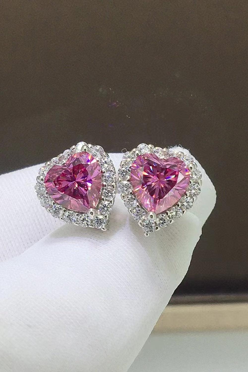 2 Carat Moissanite Heart-Shaped Earrings