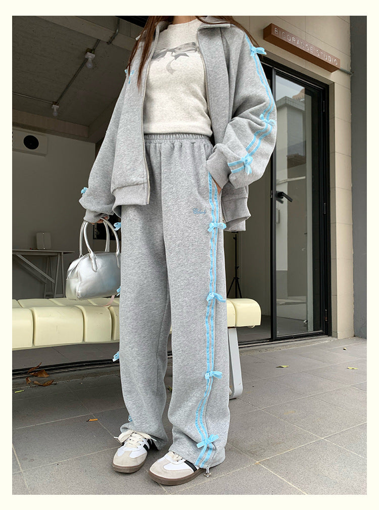 Sports And Leisure Sweater Coat Female Straight-leg Pants