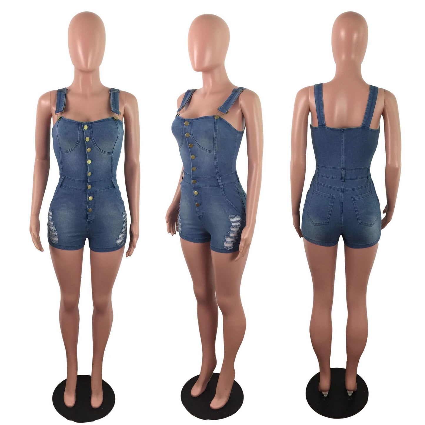 Schlankmachender Denim-Jumpsuit für Damen