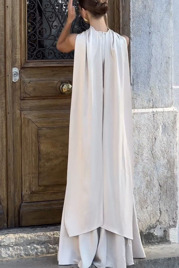 Frühlings- und Sommerneues Satin-Elegantes Bandkleid in reinen Farben