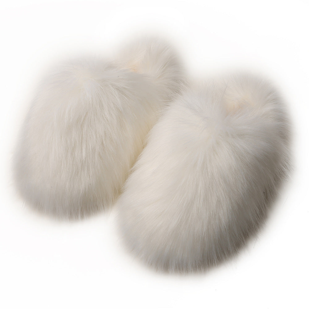 European And American Fluffy Slippers Women's Autumn And Winter Home Fleece-lined Warm Artificial Fur