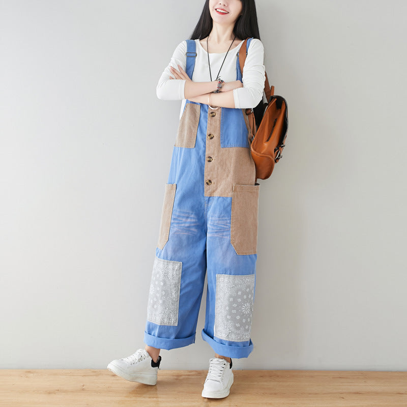 Damen Art Loose Washed Denim-Overall in Weiß