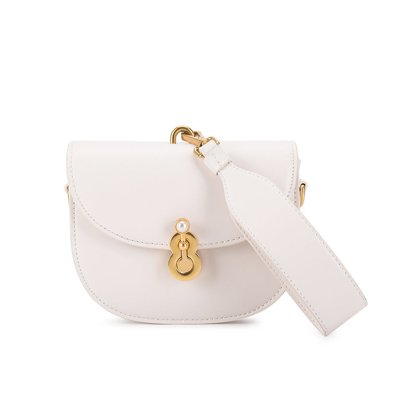 Saddle Bag Fashion Handbag With Pearl Lock