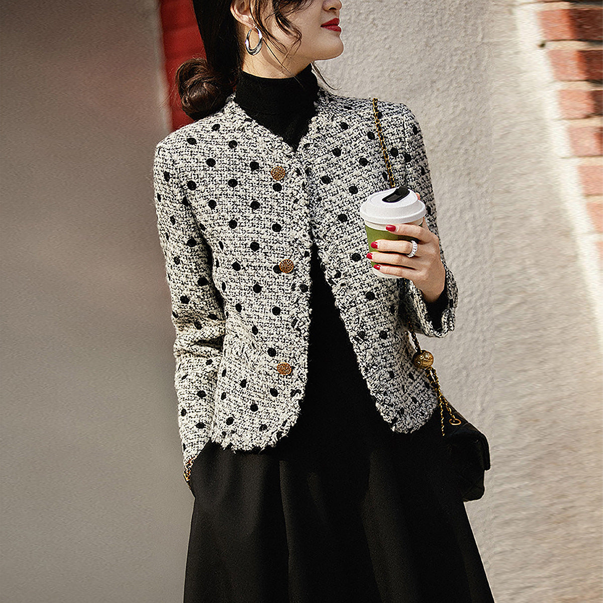 Fashionable Elegant Tweed Coat For Women