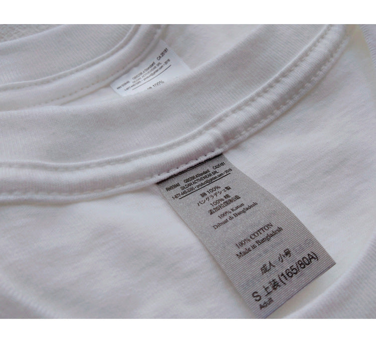 Camiseta de mujer de manga corta de algodón con cuello redondo