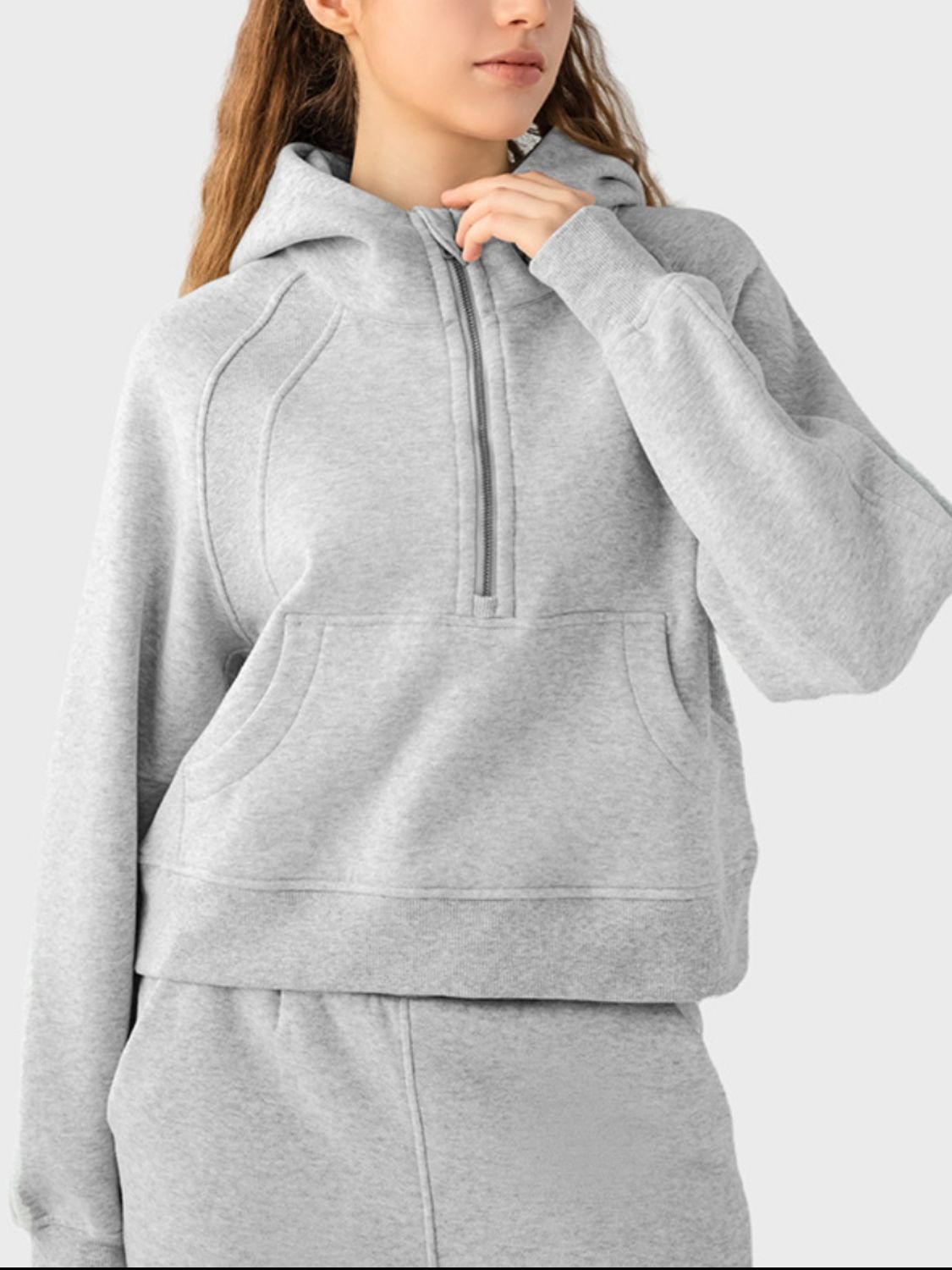 Langärmliger Sport-Hoodie mit halbem Reißverschluss