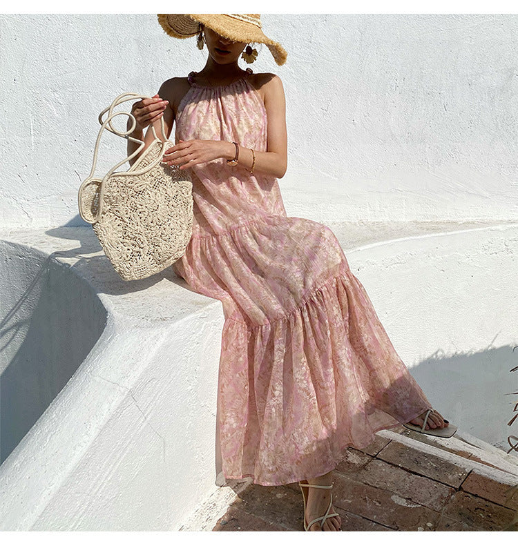 Women's Vacation Style Texture Printed Chiffon Dress