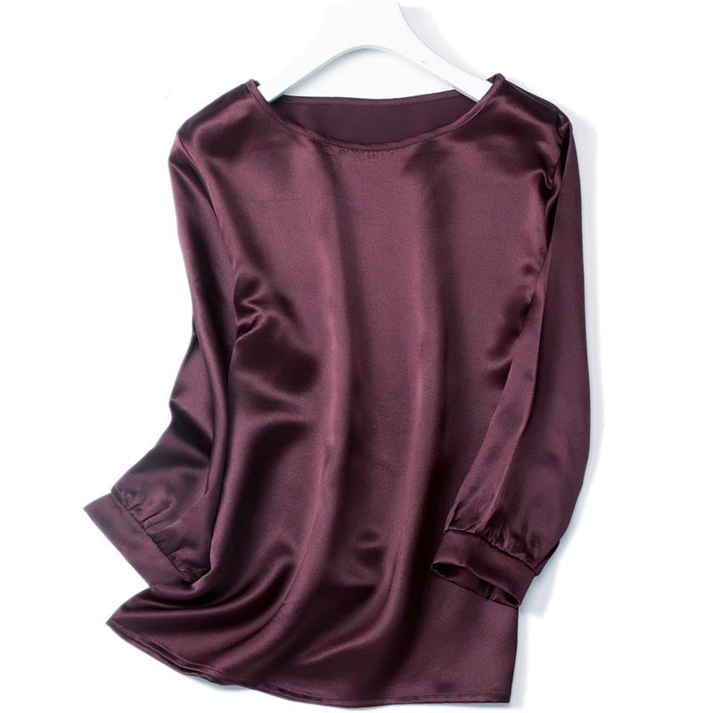 High-end Silkworm Silk Pearl Shiny Satin Shirt