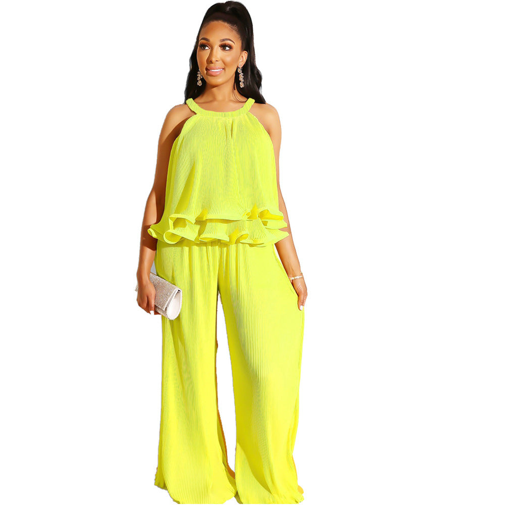 Women's Summer Casual Solid Color Two Piece Suit