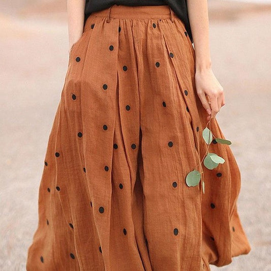 High Waist A- Line Ethereal Swing Versatile Polka Dot Skirt