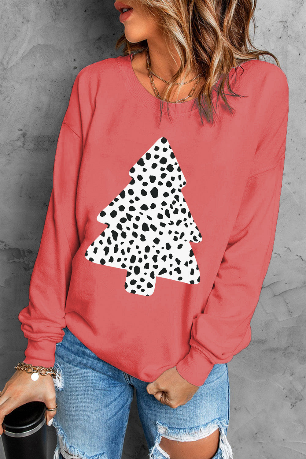 Sweatshirt mit Weihnachtsbaum-Grafik