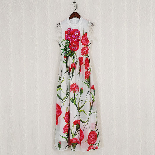 Modisches Retro Abendkleid mit Rosen