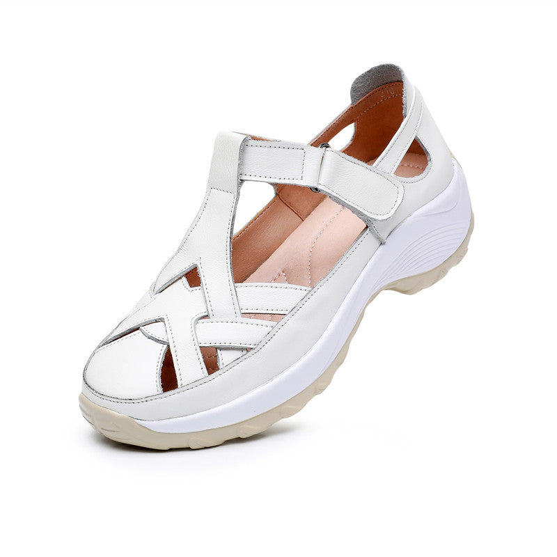 Lässige Retro-Sandalen aus Rindsleder für Damen