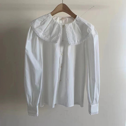Sweet And Cute Doll Collar Age-reducing Cotton Shirt Women