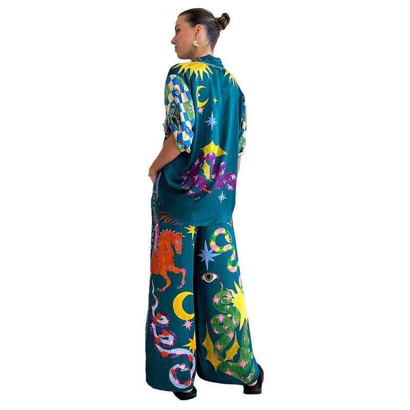 Southeast Asian Style Printed Leisure Suit Two Pieces