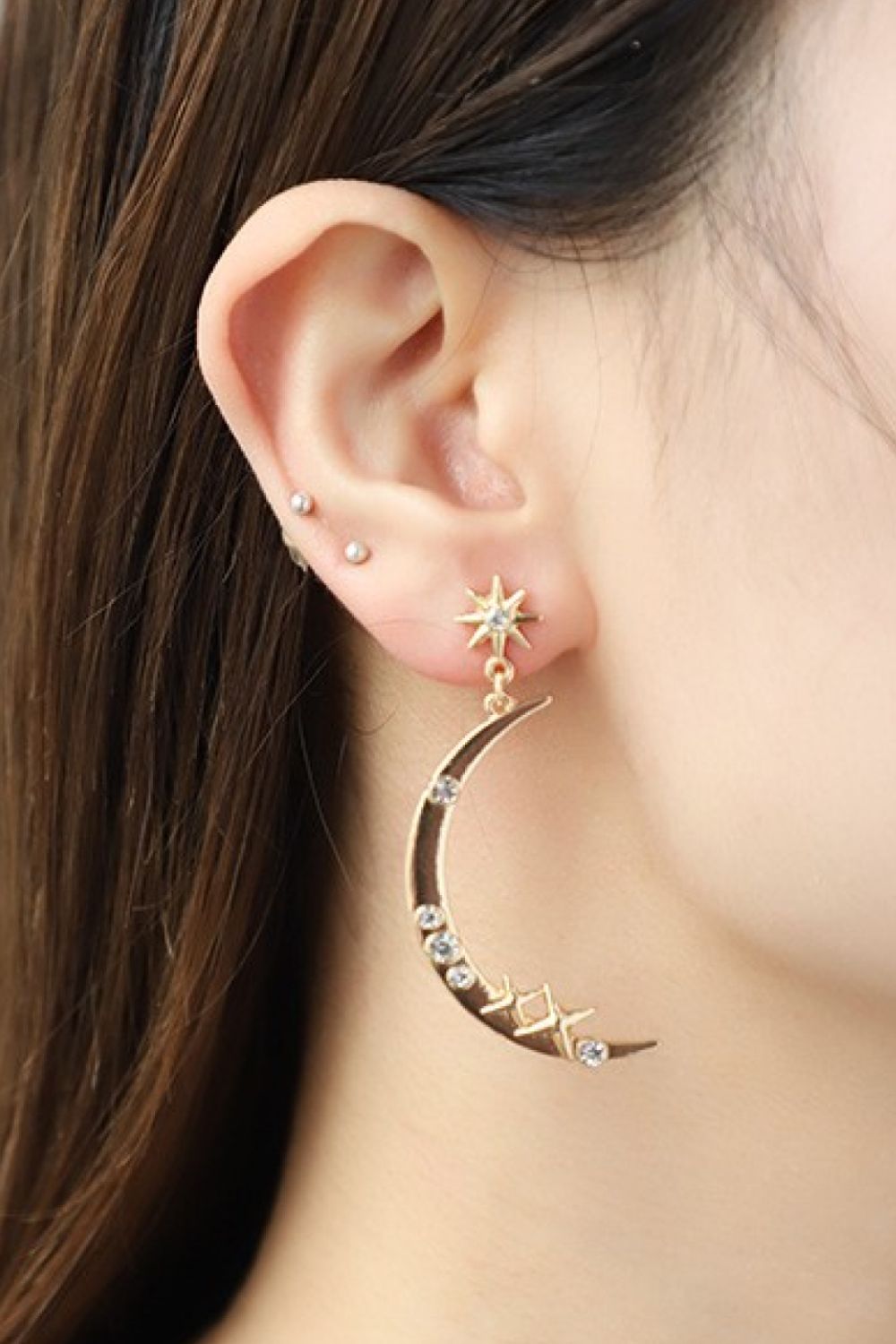 Ohrringe aus Zirkon-Stern- und Mondlegierung