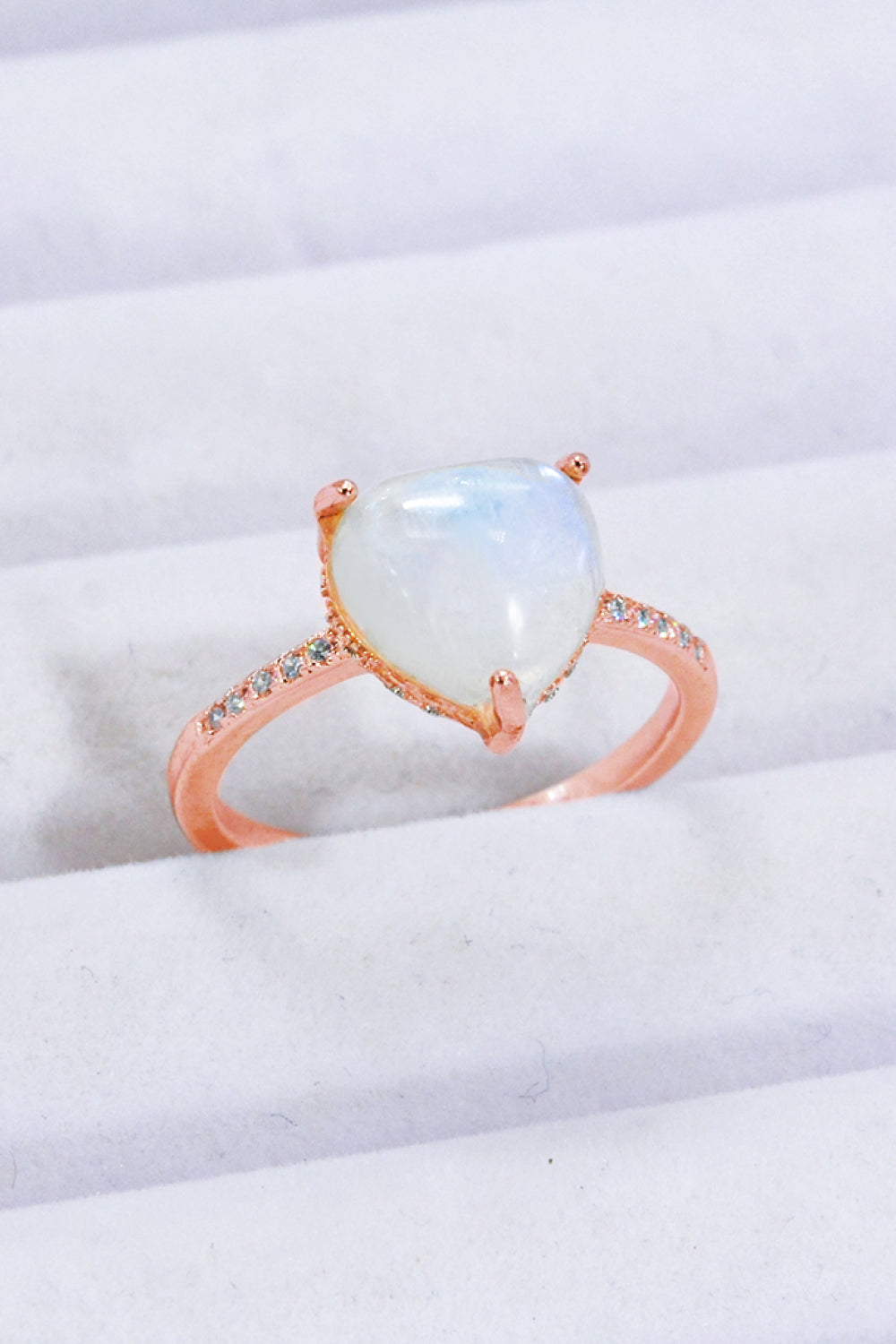 Heart-Shaped Natural Moonstone Ring