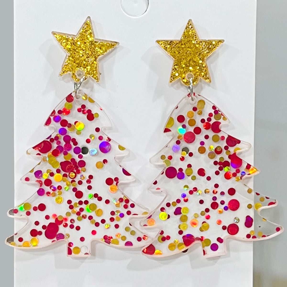 Pendientes colgantes de acrílico con forma de árbol de Navidad