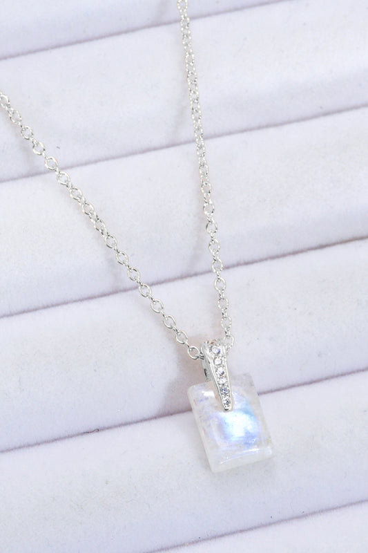 925 Sterling Silver Natural Moonstone Pendant Necklace