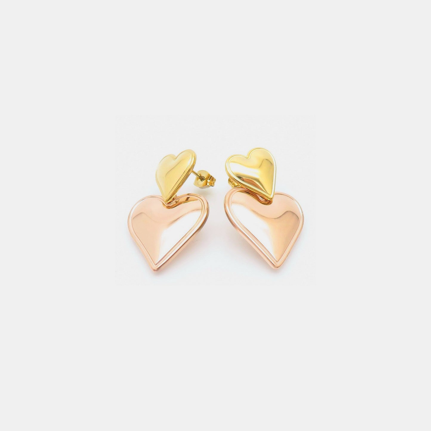 Doppelherz-Ohrringe aus Edelstahl