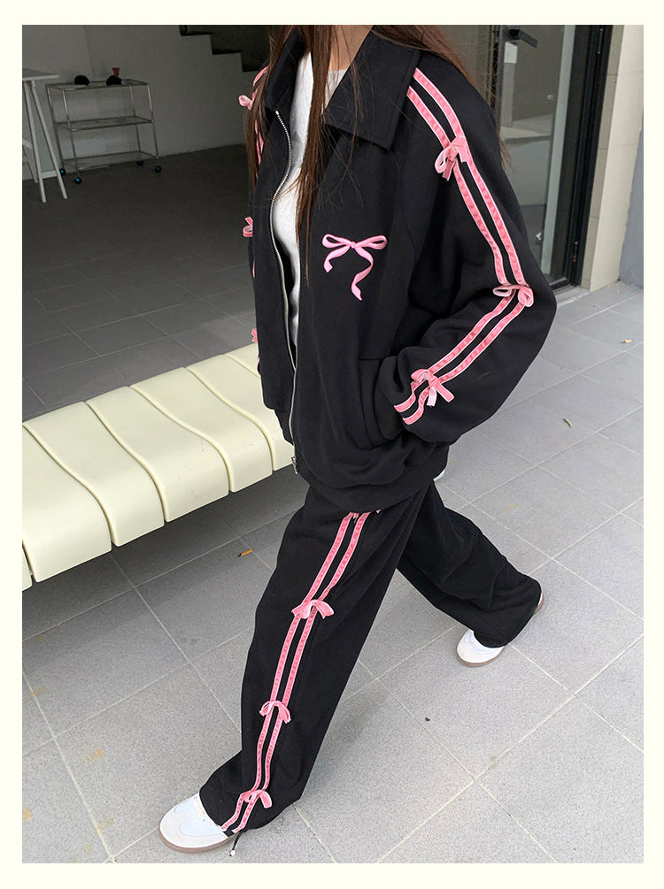 Sports And Leisure Sweater Coat Female Straight-leg Pants