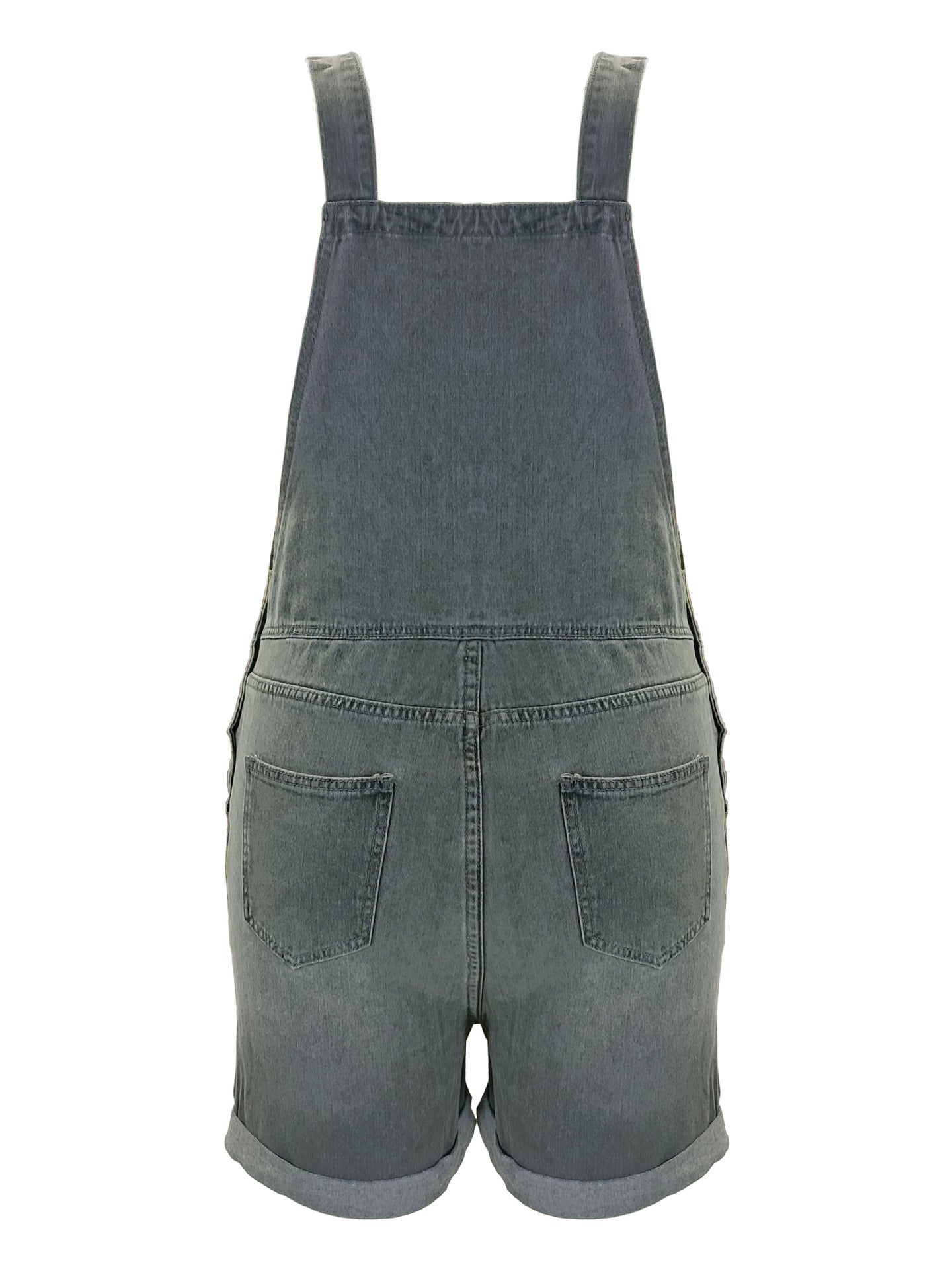 Women's Suspender Printed Washed Zip Embellished Bib Shorts