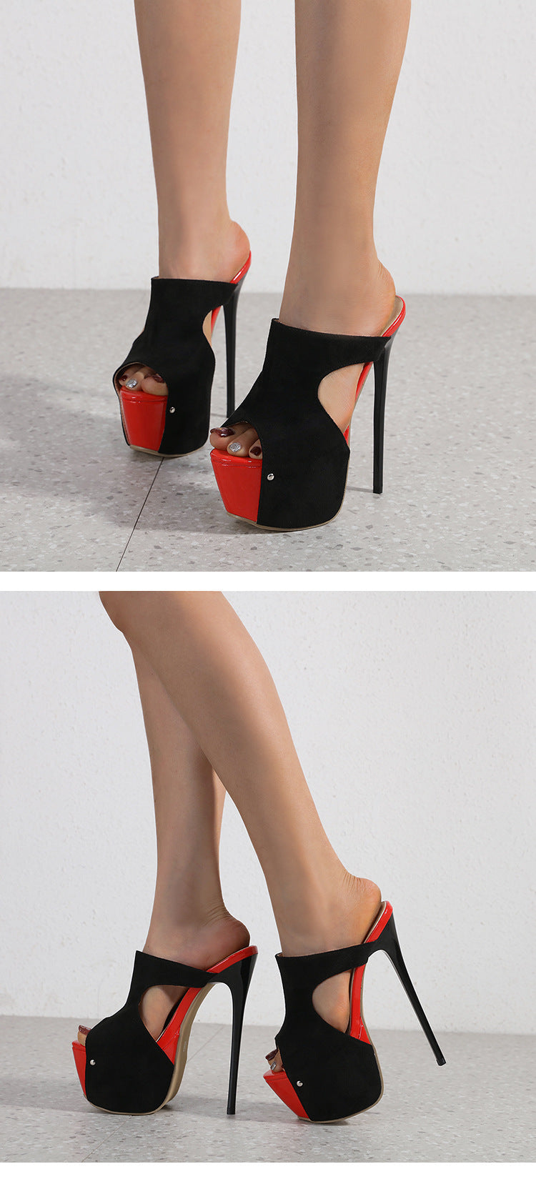 High Heels mit Farbblock und Peep-Toe