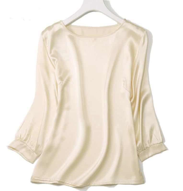 High-end Silkworm Silk Pearl Shiny Satin Shirt