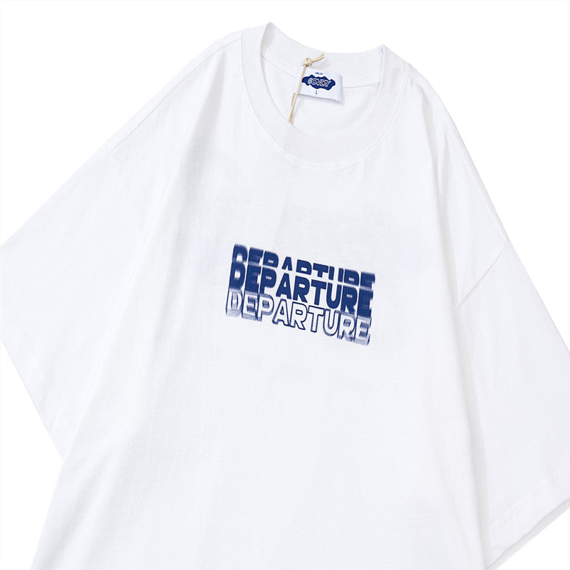 Camiseta de manga corta con estampado de letras simples de marca de moda