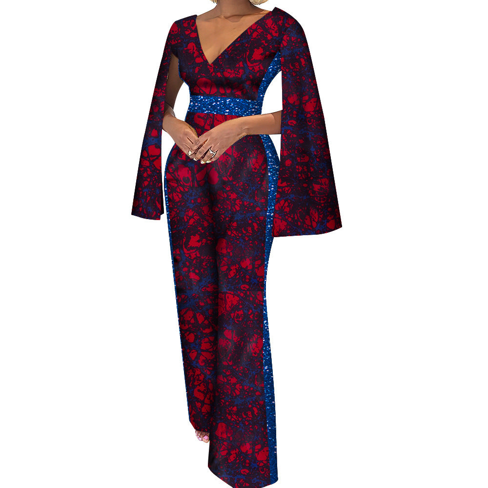 Jumpsuit aus Baumwolle mit ethnischem Batik-Print für Damen