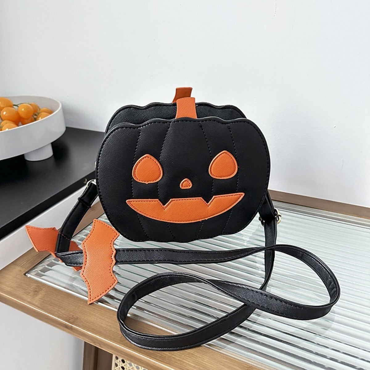 Halloween-Kürbis-Umhängetasche für Damen, originelle Kürbis-Geldbörse, Halloween-Teufel-Schultertasche, lustige Umhängetasche