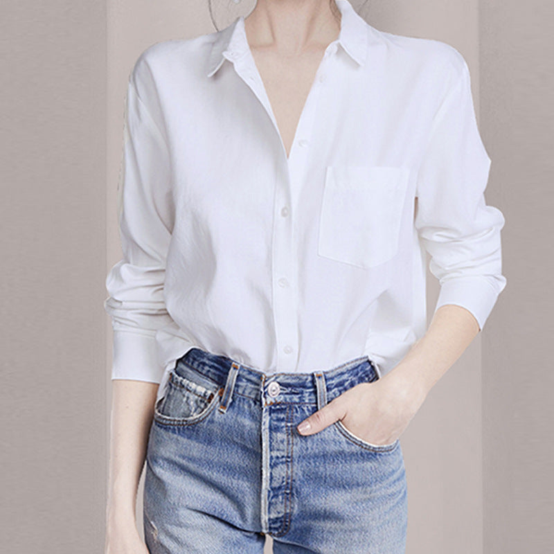 Women's Long Sleeve Fashion Slim Fit White Shirt