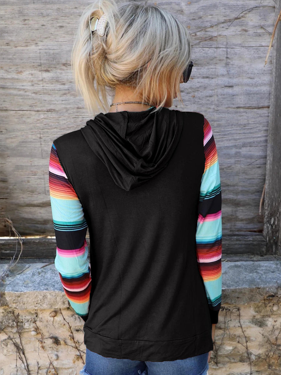 Striped Long Sleeve Hoodie