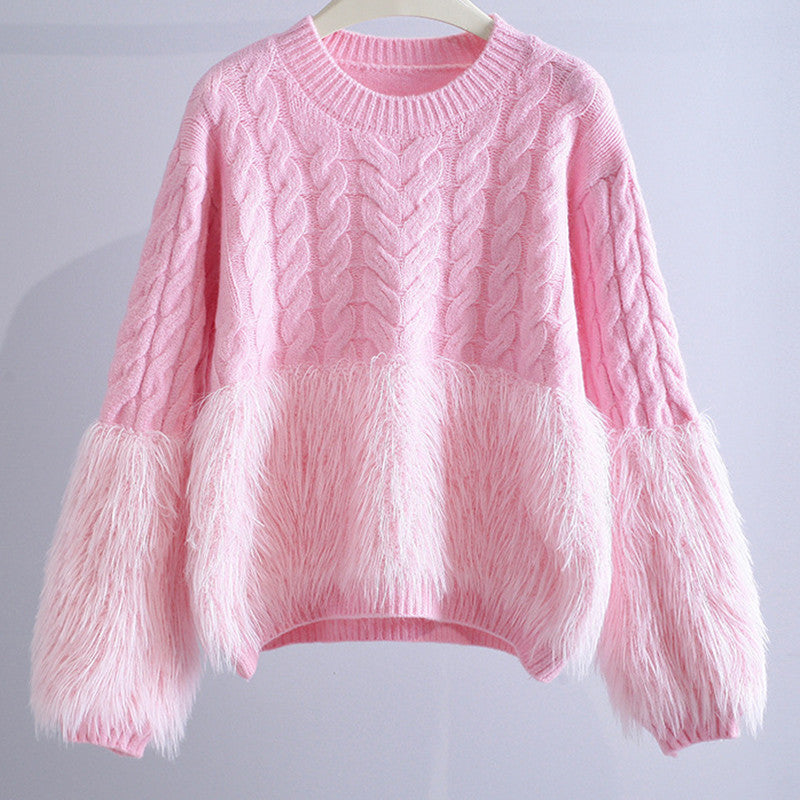 Cable-knit Sweater Women's Design Sense Loose