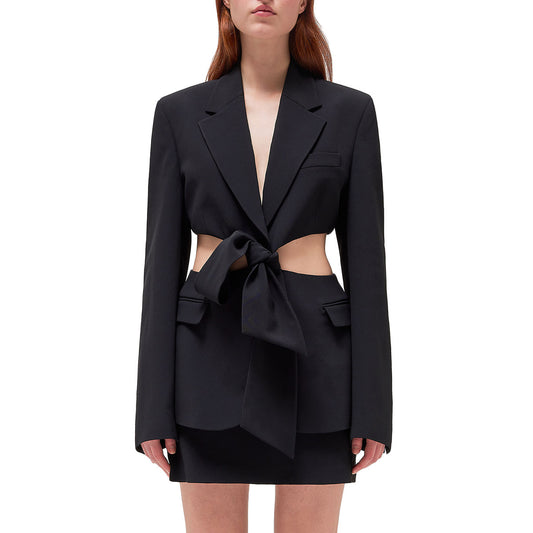 Women's High Street Style Hollowed Out Midriff Outfit Lace-up Small Suit Jacket