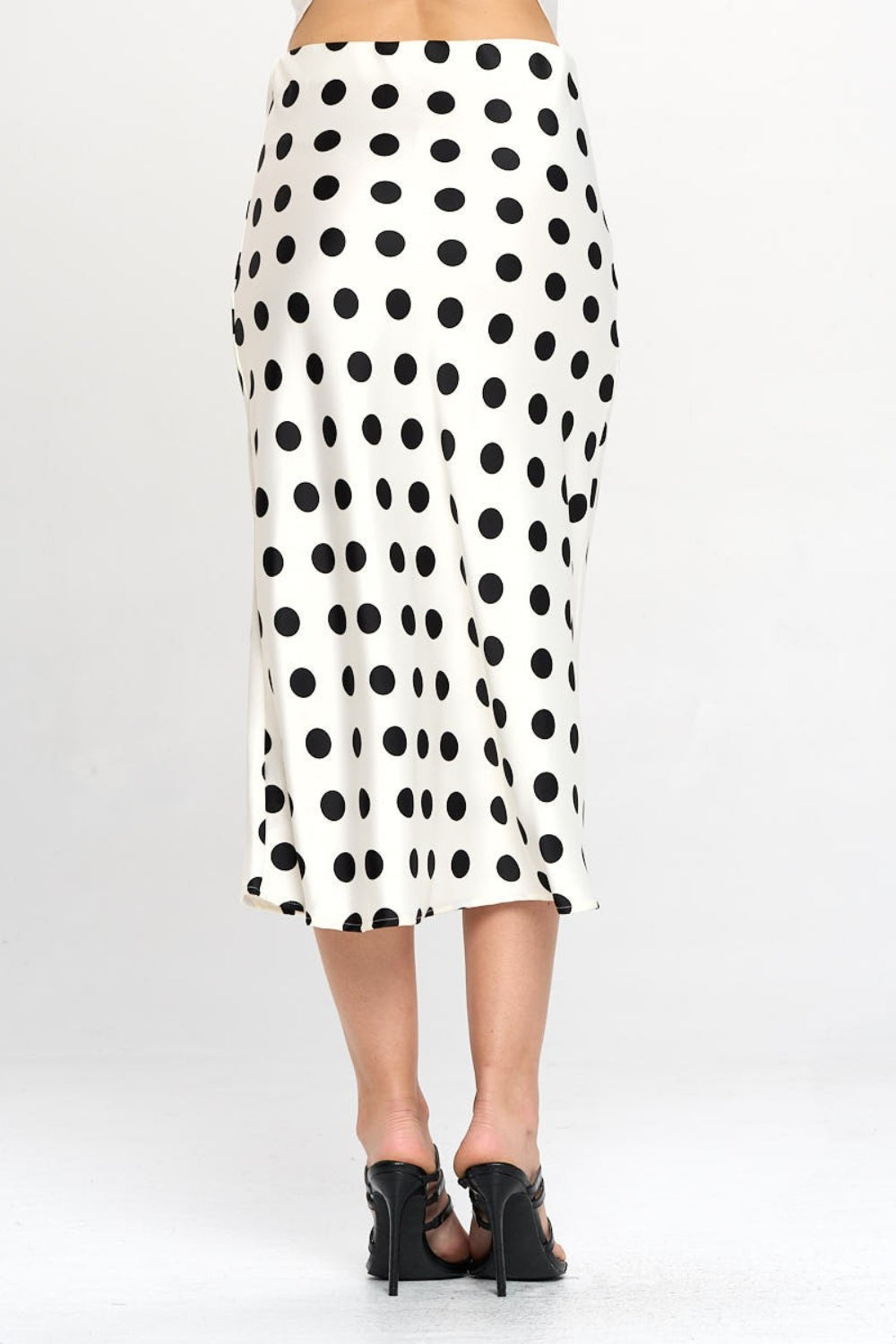 RENEE C Polka Dot Satin Midirock