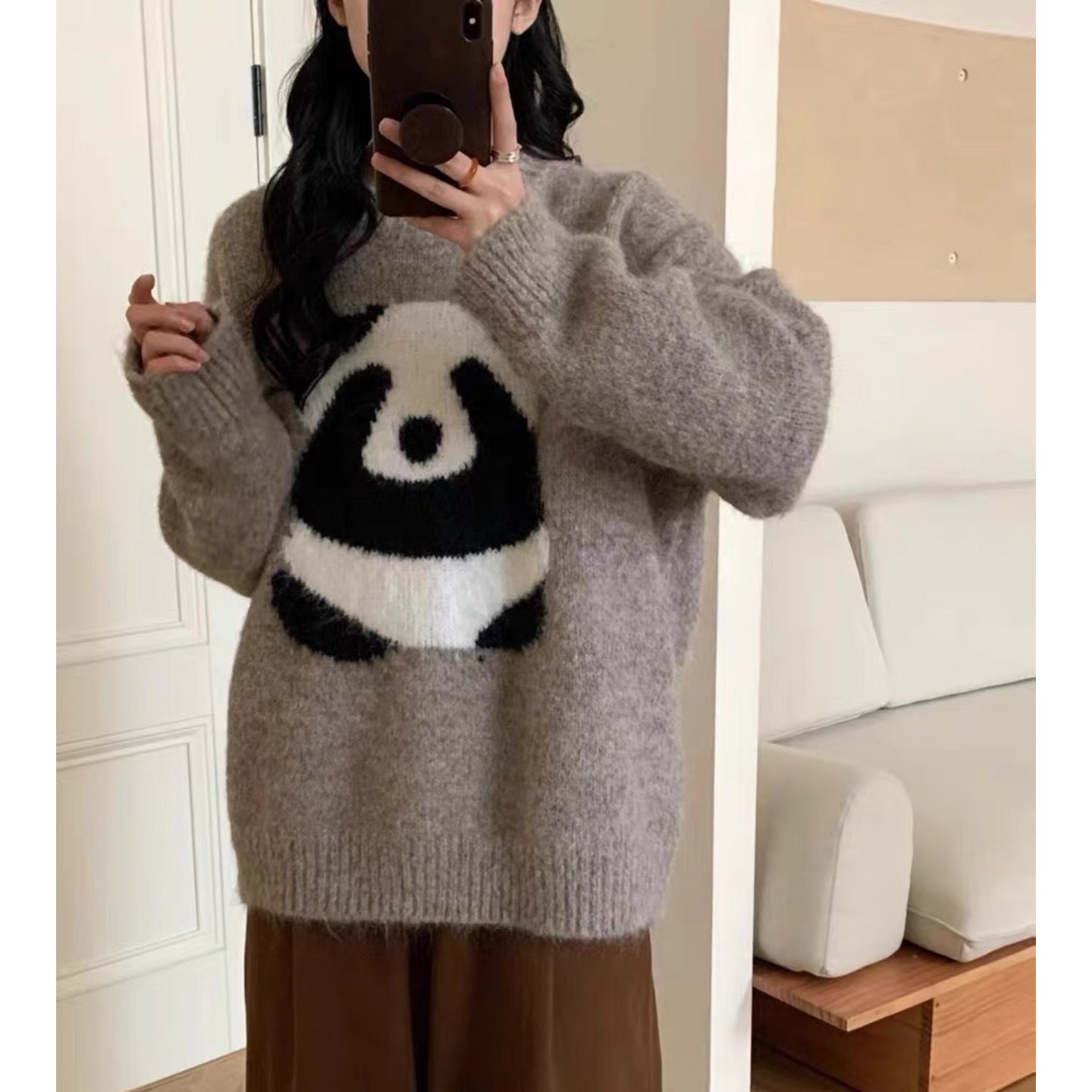 Niedlicher Panda-Faulpullover weiblich